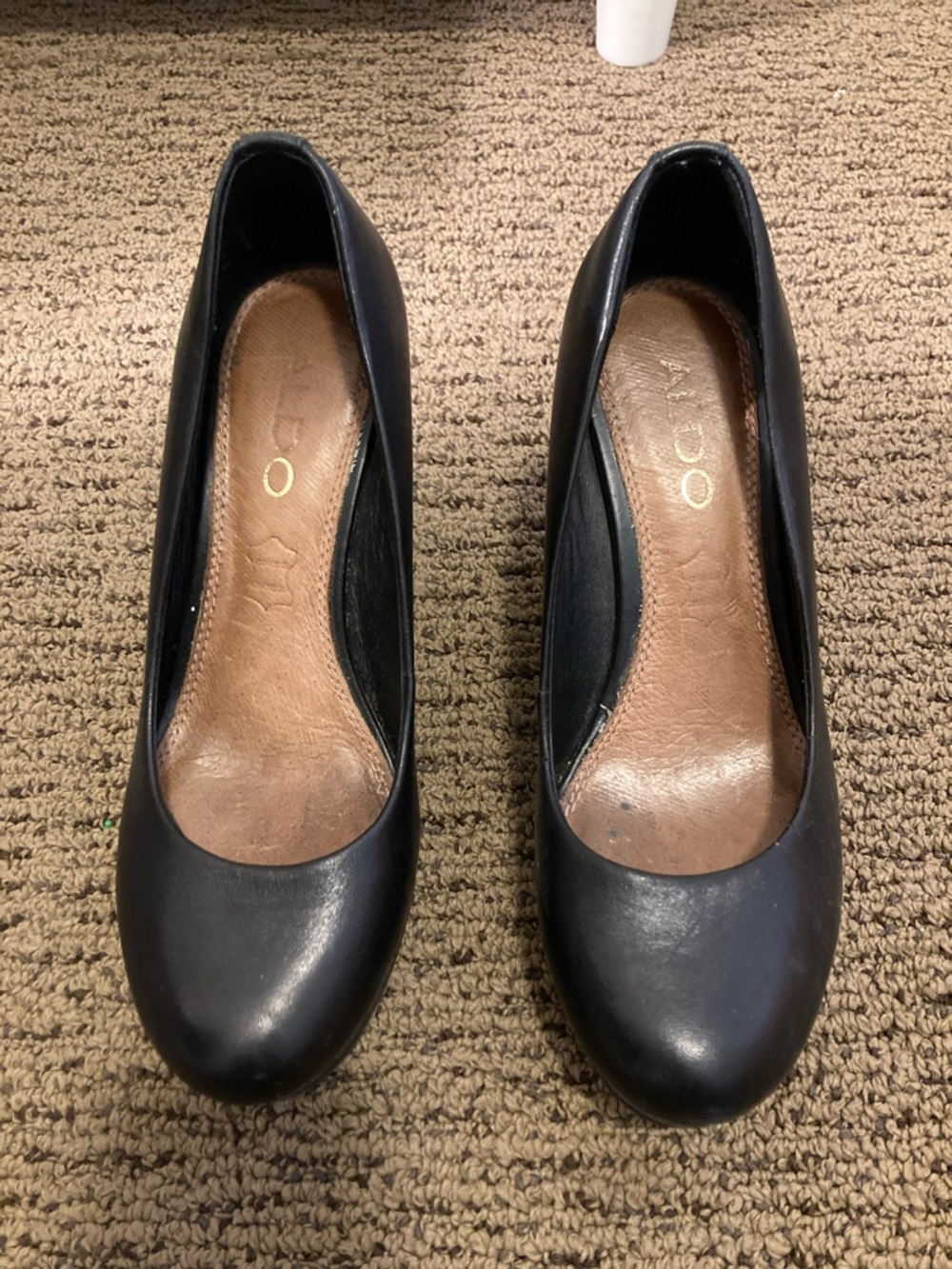 ALDO black wedge heels with genuine leather soles